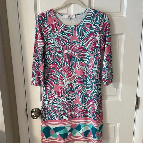 JEAN-PIERRE KLIFA Daphne Midi Shift Dress Pink Garden stretch Size small - Picture 4 of 10